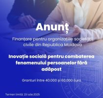 Anunț privind oportunitatea de finanțare pentru organizațiile societății civile din Republica Moldova
